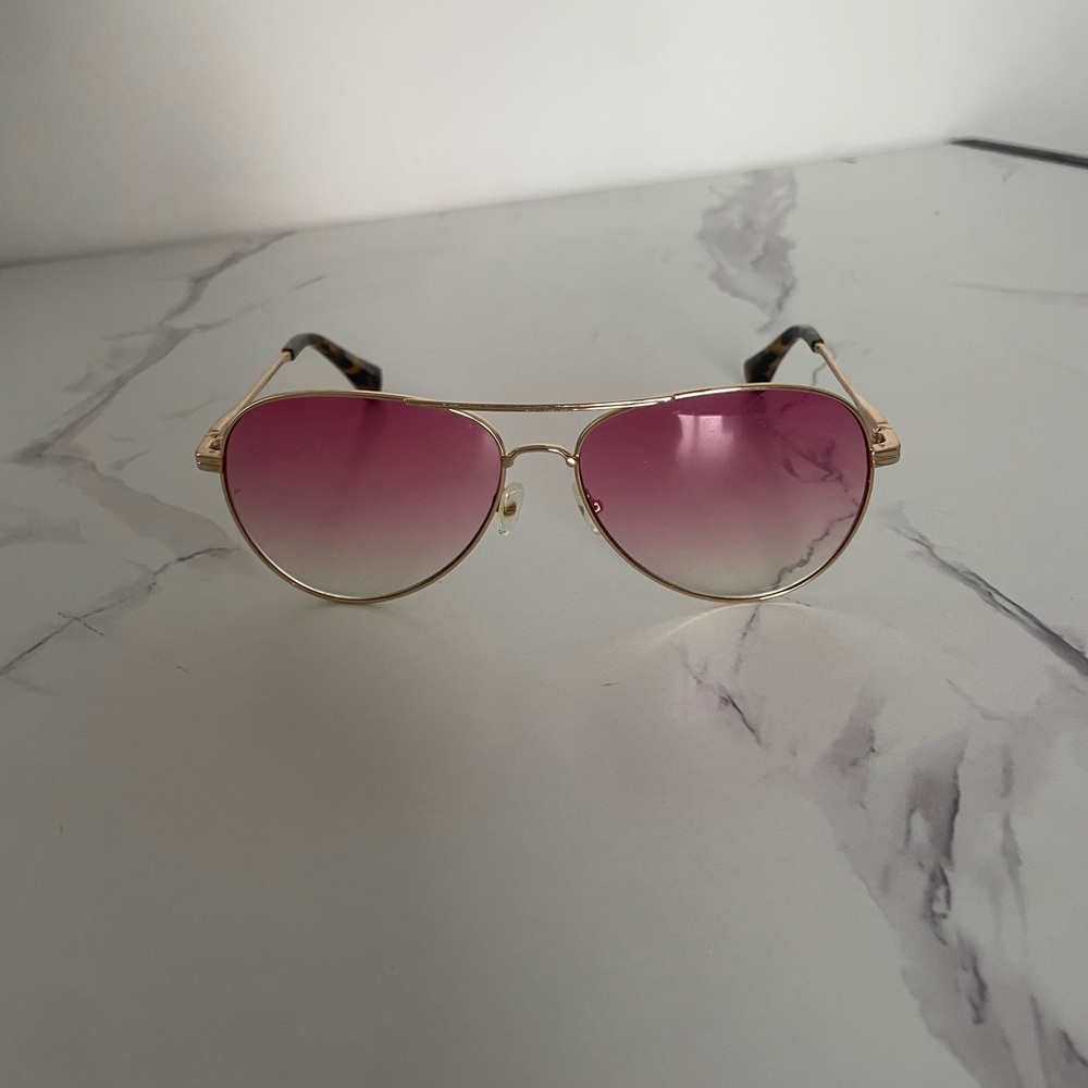 Quay Australia Pink and Gold Aviator Sunglasses
